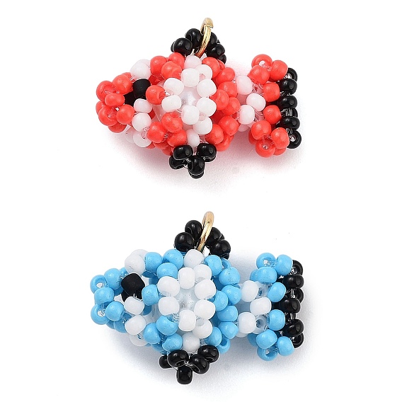 Бисер бисерные подвески, с целью перехода в кольце, подвеска в виде рыбы