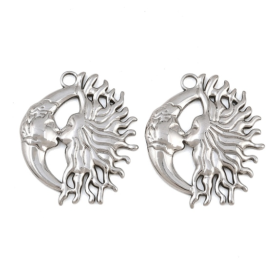 304 Stainless Steel Pendants, Sun & Moon Kiss Charms