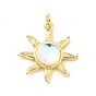 Glass Pendants, with Brass Findings and Jump Ring, Cadmium Free & Lead Free, Sun