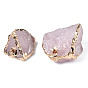 Perles de quartz rose naturelles plaquées, avec les accessoires en laiton d'or lumière, nuggets