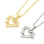Brass Micro Pave Clear Cubic Zirconia Pendant Necklaces, Cable Chain, Heart