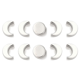 10Pcs 2 Styles Moon Phase Theme Brass Beads Set, Half Moon and Full Moon