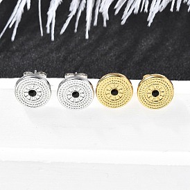 304 из нержавеющей стали серьги, со стразами, ионное покрытие (ip), плоско-круглые