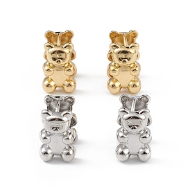 Brass Bear Hoop Earrings for Women, Long-Lasting Plated, Lead Free & Cadmium Free