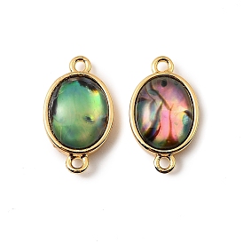 Подвески-коннекторы из натуральной ракушки пауа, с латунной