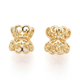 Латунные двойные колпачки для бусин, цветок