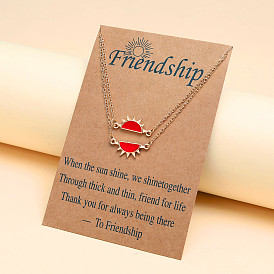 2шт. сплав эмалированный солнечный кулон дружба ожерелья комплект, золотые