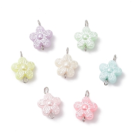 Подвески из акрилового соединителя, цветочные звенья с 304 двойными петлями из нержавеющей стали, разноцветные