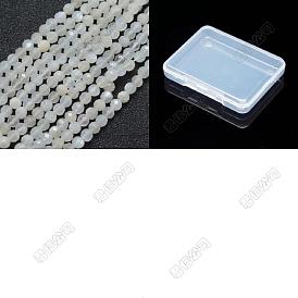 1 brins de perles de pierre de lune blanche naturelle, facette, ronde
