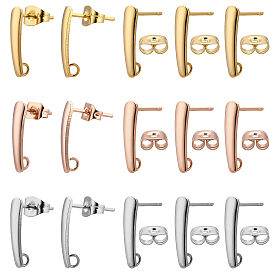 30 piezas 3 color 304 hallazgos para aretes de acero inoxidable, con 30 uds. 304 tuercas de oreja de acero inoxidable, barra vertical con bucle