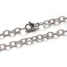 304 Stainless Steel Cable Chain Necklaces, with Lobster Claw Clasps, 17.7 inch(45cm), 3mm