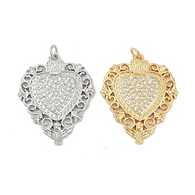 Латунные микро проложить кубического циркония подвески, без кадмия и без свинца, сердце прелести, с целью перехода в кольце