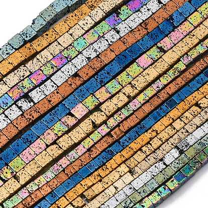 Гальванические бусины из натуральной лавы, кубические