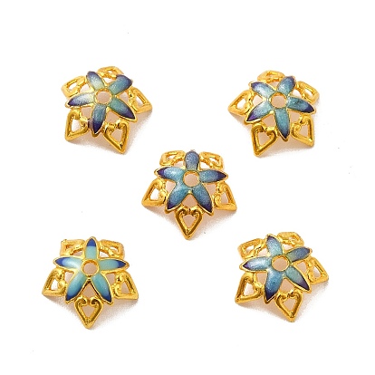 Brass Enamel Bead Caps, 5-Petal, Flower