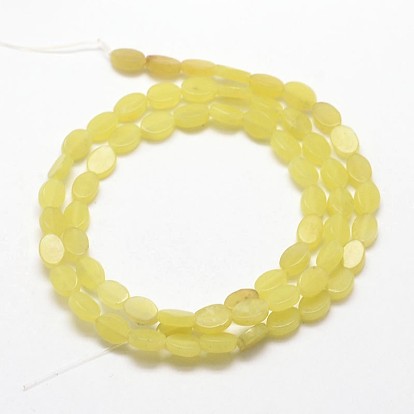 Oval Natural Olive Jade Beads Strands, 6x4x2mm, Hole: 1mm, about 65pcs/strand, 15.7 inch