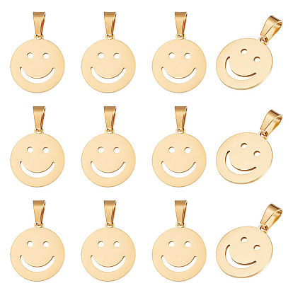 16 шт. ионное покрытие (ip) 304 подвески из нержавеющей стали, лазерная резка, лицо с улыбками 