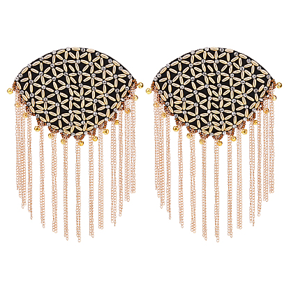 2шт. съемные железные эполеты с кисточками, ретро-нашивки из нержавеющей стали, с полиэстеровой фурнитурой и булавкой