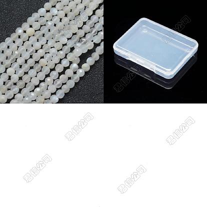 1 brins de perles de pierre de lune blanche naturelle, facette, ronde