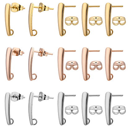 30 piezas 3 color 304 hallazgos para aretes de acero inoxidable, con 30 uds. 304 tuercas de oreja de acero inoxidable, barra vertical con bucle