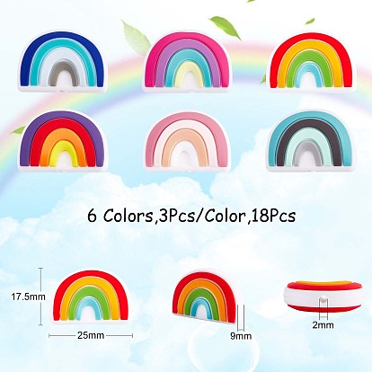 China Factory 18Pcs 6 Colors Rainbow Silicone Focal Beads Bulk Rainbow  Loose Spacer Beads Charm Color Silicone Beads Kit for DIY Necklace Bracelet  Earrings Keychain Craft Jewelry Making 17.5x25x9mm, Hole: 2mm in