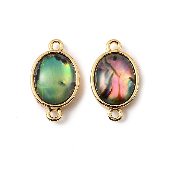 Подвески-коннекторы из натуральной ракушки пауа, с латунной