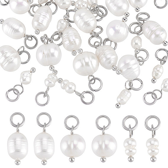 30шт 3 стили подвески из натурального культивированного пресноводного жемчуга, с медными петлями, кремово-белые, разнообразные