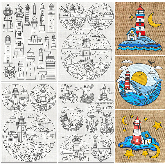 4 листы 11.6x8.2 рисунки для вышивания дюймовыми палочками и стежками, водорастворимые стабилизаторы для вышивания нетканых материалов