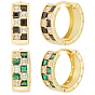 2 пары 2 цвета стойки покрытие латунь серьги-кольца, с кубического циркония, без свинца и без кадмия, реальный 18 k позолоченный