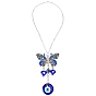 Handmade Lampwork Turkish Evil Eyes Pendant Decorations, Alloy Butterfly Hanging Ornaments