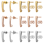 30Pcs 3 Color 304 Stainless Steel Stud Earring Findings , with 30Pcs 304 Stainless Steel Ear Nuts, Vertical Bar with Loop