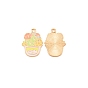 Light Gold Plated Alloy Pendants, with Enamel, Potted Plant with Bear