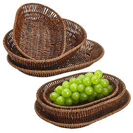 6шт. 3 виды пластиковых демонстрационных лотков, плетеная корзина для овощей и фруктов, овальные