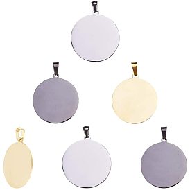 304 Stainless Steel Pendants, Stamping Blank Tag, Flat Round