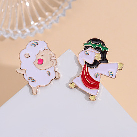 Cute Anime Sheep Alloy Brooch Pin for Bags and Clothes