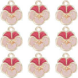 12подвески из латуни с эмалью, реальный 18 k позолоченный, цветок