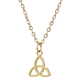 Trinity Knot/Triquetra 304 Stainless Steel Pendant Necklaces, Cable Chains Necklaces for Women