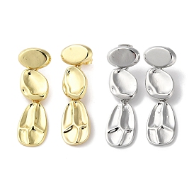 Rack Plating Brass Dangle Stud Earring, Long-Lasting Plated, Lead Free & Cadmium Free, Oval