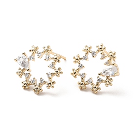 Aretes de estrella con circonitas cúbicas transparentes, joyas de latón para mujer, sin plomo, cadmio, níquel