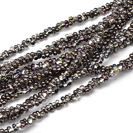 Половина покрытием кости стеклянной бусины пряди, 3x6 мм, отверстие : 1 мм, около 180 шт / нитка, 20 дюйм