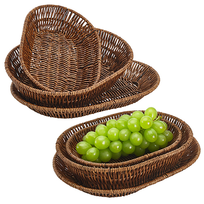 6шт. 3 виды пластиковых демонстрационных лотков, плетеная корзина для овощей и фруктов, овальные