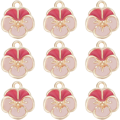 12подвески из латуни с эмалью, реальный 18 k позолоченный, цветок