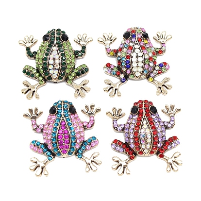 Alloy Rhinestone Cabochons, for Brooch, Golden, Frog