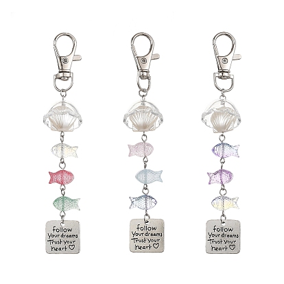 Подвески из АБС-пластика с имитацией жемчуга, акрила и сплава., с сплава шарнирного когтя омара застежками, форма рыбы и ракушки