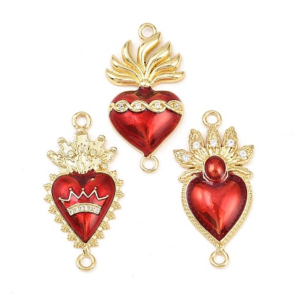 Латунные подвески из прозрачного кубического циркония, священные сердечные связи с эмалью, без свинца и без кадмия, долговечный, реальный 18 k позолоченный, стойки покрытие