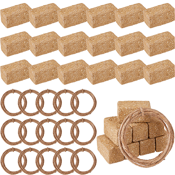 20piezas de modelo de mini césped de paja, accesorios de casa de muñecas micro paisaje, simulando decoraciones de utilería, con 15 haz de cuerda de yute