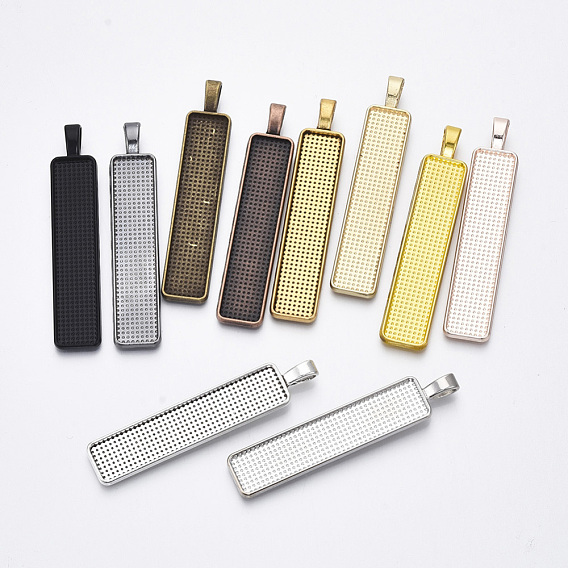 Сплав большой подвесной кабошон настройки, без кадмия и без свинца, чашки безель с краями, прямоугольные