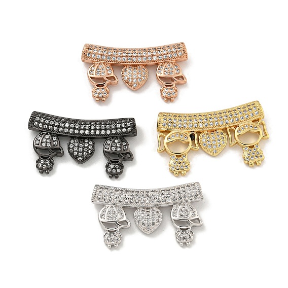 Messing Micro Pave klare Zirkonia Perlen, Cadmiumfrei und Nickel frei und Bleifrei, Rohr Perlen, Junge / Mädchen
