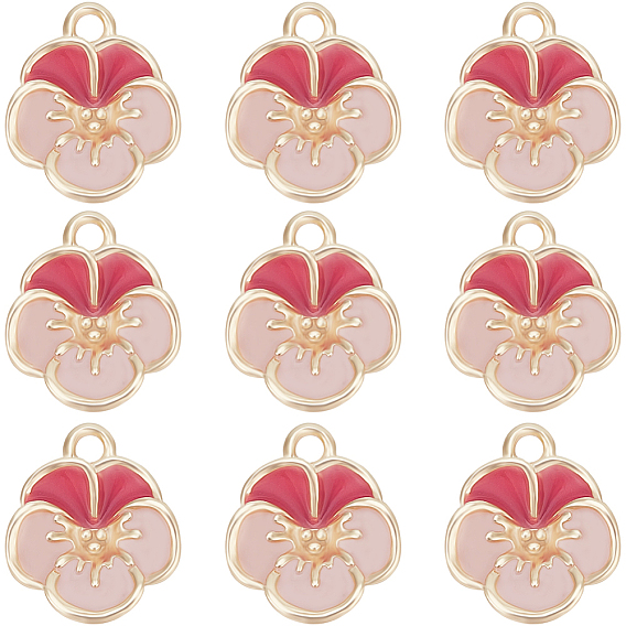 12подвески из латуни с эмалью, реальный 18 k позолоченный, цветок