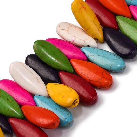 Синтетических нитей бирюзовые бусы, окрашенные, слеза, Топ пробуренной