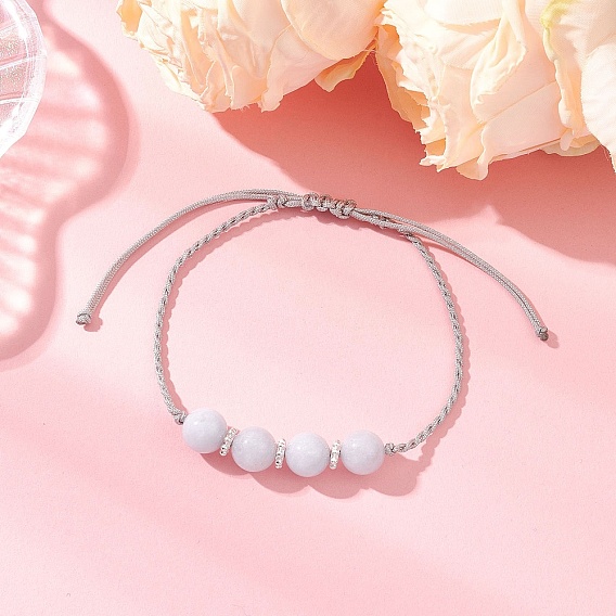 Браслеты из натурального халцедона с имитацией аквамарина и круглыми бусинами, плетеные браслеты из бисера для выигрыша, с нейлоновой нити и сплавов бисера